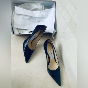 Jimmy Choo snake print black pumps